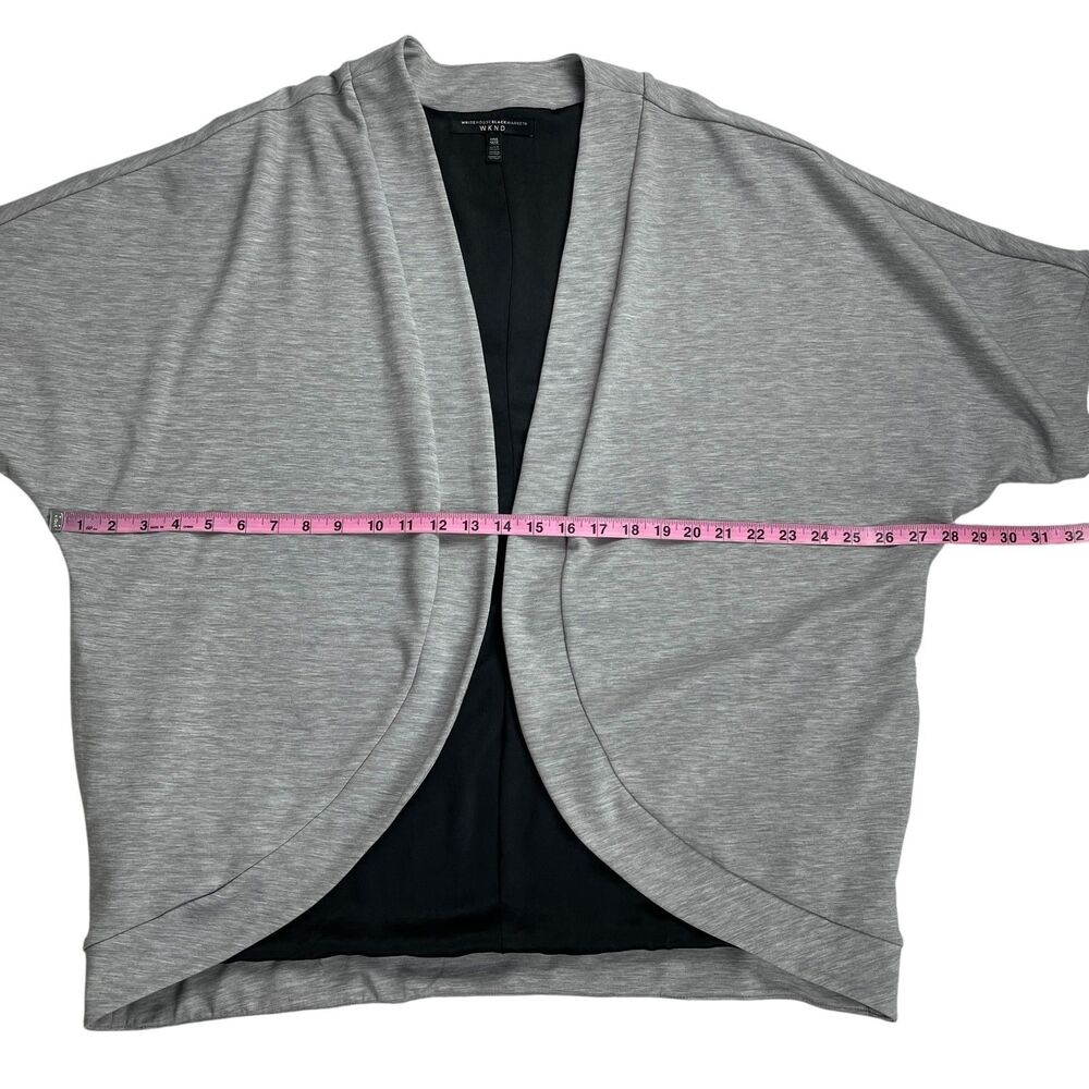 White House Black Market WKND Open Front Cardigan One Size Gray Short Sleeve - Picture 9 of 12